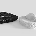 Modern Black and White Outdoor Chair with Wavy Striped Design for Patio Garden