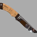 Hunting Knife With Wooden Carved Handle And Sharp Metal Blade For Outdoor Use