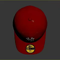 Stylish Red Baseball Cap With White NY Logo And Yellow Label On Brim