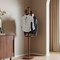 Stylish Wooden Coat Rack With Hanging Shirt And Jacket In Modern Interior