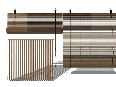 Modern Wooden Venetian Blinds With Various Slat Arrangements For Interior Design 3d model
