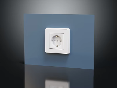White Wall Switch Panel Mounted On Blue Wall Modern Minimalist Home Interior Design 3d model