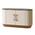 Modern Luxury Marble Top Entryway Side Cabinet With Unique Branch Shaped Handles For Home Storage