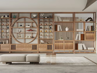 New Chinese Style Solid Wood Antique Rack Decorative Cabinet Combination Decorative Cabinet Storage Rack Display Rack Partition Cabinet 3d model