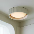 Modern White Round Striped Flush Mount Ceiling Light With Soft Lighting For Home Interior