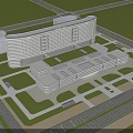 Modern Hospital Building Featuring Contemporary Architecture Green Spaces And Surrounding Roads
