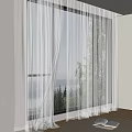 White Sheer Curtains Partially Drawn With Light Filtering Through And Trees Outside Window
