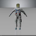 Astronaut in White Spacesuit with Gold Helmet Blue Gloves and Red Buttons for Space Missions