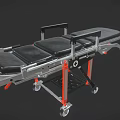 Medical Stretcher with Black Mattress Metal Frame and Wheels Emergency Transport Equipment