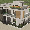 Modern Detached Villa With Large Glass Facade Rooftop Terrace And Lush Greenery