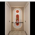 Cream Simple Style Arc Light Strip Grille Corridor End View Entrance 3d model