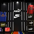 Modern Sportswear Display Space With Neon Geometric Frame And Nike Apparel