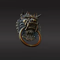 Brass Dragon Head Door Knocker With Coiled Ring And Intricate Traditional Design