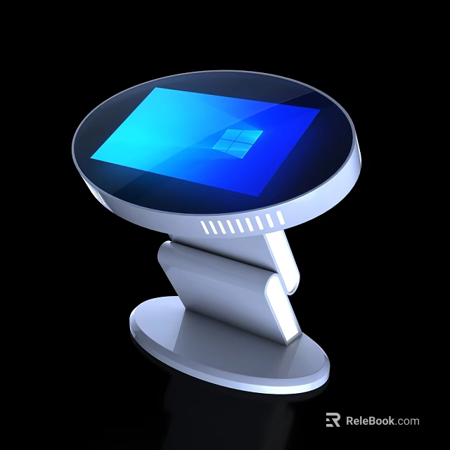 Modern Round All in One Machine With Blue Touchscreen And Silver Base 3d model 