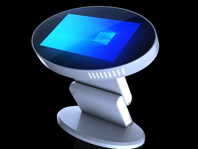 Modern Round All in One Machine With Blue Touchscreen And Silver Base 3d model