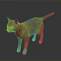 Realistic Brown Cat 3D Model With White Eyes Detailed Fur Standing On Dark Background