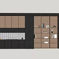 Modern Black And Wooden Kitchen Wall Cabinets With Storage And Open Shelves