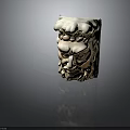 Classical Stone Architectural Decorative Element With Intricate Face Carving And Ornate Top Design