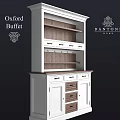 White Oxford Buffet Cabinet With Wooden Shelves And Drawers For Storage