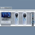 BMW Super Electric Showcase Items Including Charging Device And Key Fobs 3d model