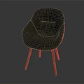 Modern Black Leather Chair with Orange Wooden Legs and Curved Stylish Design