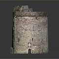 Ancient Round Stone Brick Tower With Ruined Top Small Windows And Doorway