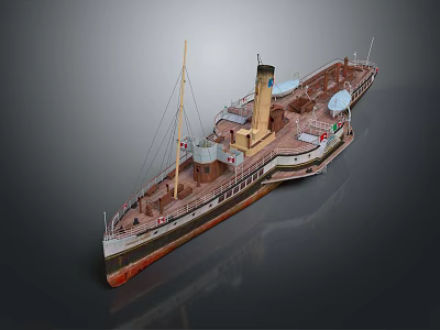 Vintage Warship Model With Classic Design Details 3d model