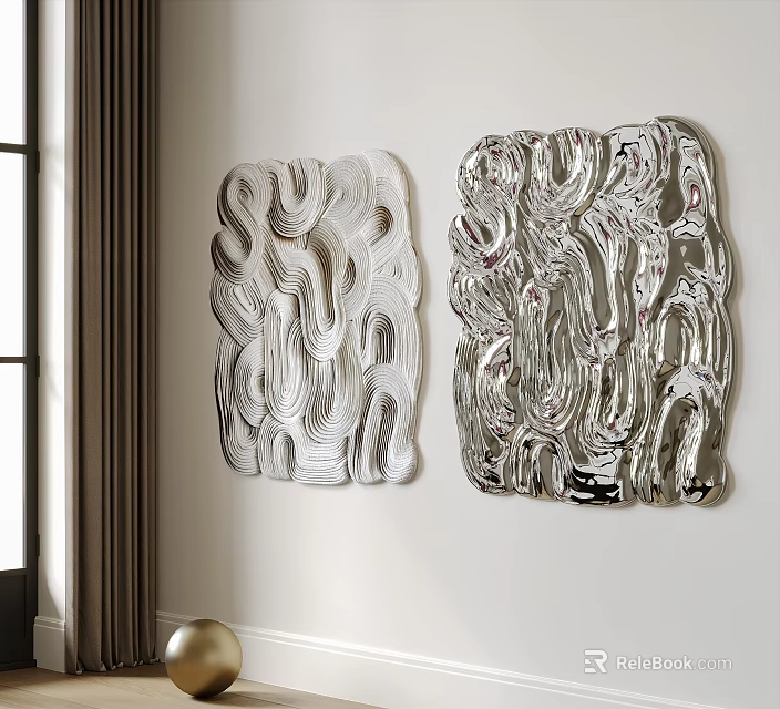 Textured White And Silver Wall Decor For Modern Interior 3d model 
