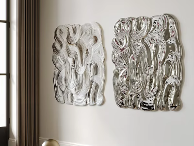 Textured White And Silver Wall Decor For Modern Interior 3d model