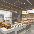 Modern Dessert Shop Interior With Glass Display Cases And Various Fresh Pastries
