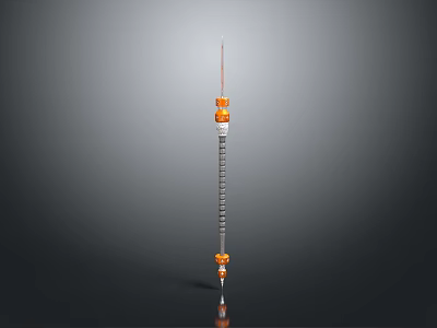 Laboratory Syringe With Red Tip Orange Components Graduated Scale On Gray Background 3d model
