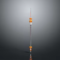Laboratory Syringe With Red Tip Orange Components Graduated Scale On Gray Background
