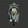 Vintage Light Green Scooter with Cream Seat and Spare Tire Rust on Dark Background Reflection