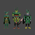 Three Green Character Action Figures With Spotted Patterns And Varied Poses