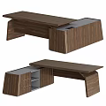 Elegant Modern Wooden Office Desk Design With Storage Drawers And Compartments