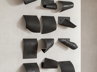 Black Irregular Shaped Wall Decor Mounted On Light Colored Wall 3d model