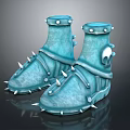 Blue Spiked Protective Boots Equipment With Metal Rivets And Sturdy Design