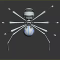 Futuristic Mechanical Spider Character Featuring Robotic Legs Blue Spherical Body And Blue Eyes
