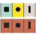 Modern Public Recycling Bins With Three Compartments Colored Lids And Recycling Symbols For Waste Sorting