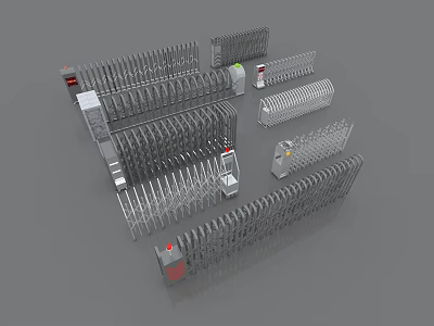 Heavy Duty Industrial Equipment With Metal Fences Safety Railings And Parts 3d model