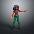 Game And Movie Character With Black Hair Green Pants And Fire Hands