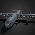 Military Transport Aircraft With Four Propeller Engines Gray Body Long Wings And Serial Number 044130