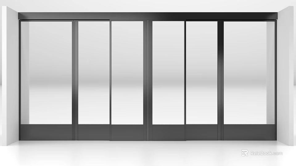 Modern Sliding Doors With Glass Panels And Metal Frames For Interior Design 3d model 