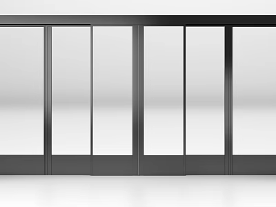 Modern Sliding Doors With Glass Panels And Metal Frames For Interior Design 3d model