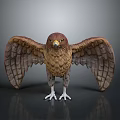 Realistic Eagle Sculpture With Spread Wings Standing On Dark Reflective Surface 3d model