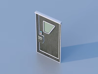 Modern Door With Small Triangular Window And Sleek Handle Design On Blue Background 3d model
