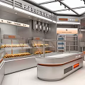 Bright Modern Dessert Shop Interior With Glass Display Cases And Pastry Counter