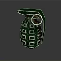 Green Military Grenade With Square Pattern And Fuse Design 3D Rendered Weapon On Dark Background