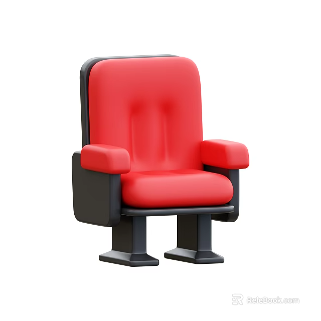 Red Leisure Chair With Black Armrests And Sturdy Base For Comfortable Seating 3d model 