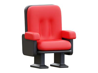 Red Leisure Chair With Black Armrests And Sturdy Base For Comfortable Seating 3d model
